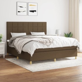 Cama box spring con colchón tela marrón oscuro 180x200 cm de vidaXL, Camas y somieres - Ref: Foro24-3142356, Precio: 613,08 €...