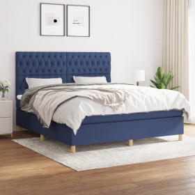 Cama box spring con colchón tela azul 180x200 cm de vidaXL, Camas y somieres - Ref: Foro24-3142599, Precio: 663,56 €, Descuen...