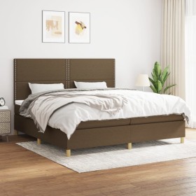 Cama box spring con colchón tela marrón oscuro 200x200 cm de vidaXL, Camas y somieres - Ref: Foro24-3142284, Precio: 645,23 €...