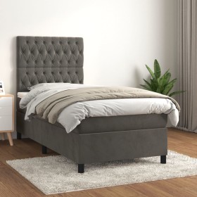 Cama box spring con colchón terciopelo gris oscuro 80x200 cm de vidaXL, Camas y somieres - Ref: Foro24-3143170, Precio: 309,4...