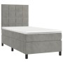 Cama box spring con colchón terciopelo gris claro 90x190 cm de vidaXL, Camas y somieres - Ref: Foro24-3143001, Precio: 338,26...