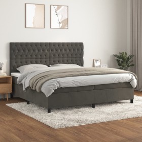 Cama box spring con colchón terciopelo gris oscuro 200x200 cm de vidaXL, Camas y somieres - Ref: Foro24-3143224, Precio: 685,...