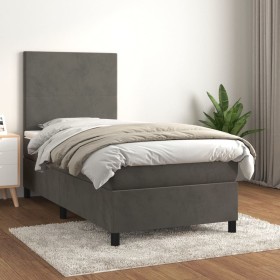 Box spring bed with dark gray velvet mattress 100x200 cm by vidaXL, Beds and slatted bases - Ref: Foro24-3142888, Price: 347,...