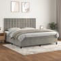 Cama box spring con colchón terciopelo gris claro 200x200 cm de vidaXL, Camas y somieres - Ref: Foro24-3143283, Precio: 699,3...