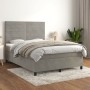 Box spring bed with light gray velvet mattress 140x200 cm by vidaXL, Beds and slatted bases - Ref: Foro24-3143085, Price: 517...