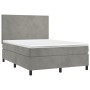 Box spring bed with light gray velvet mattress 140x200 cm by vidaXL, Beds and slatted bases - Ref: Foro24-3142905, Price: 526...