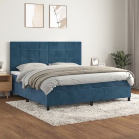 Box spring bed with dark blue velvet mattress 200x200 cm by vidaXL, Beds and slatted bases - Ref: Foro24-3143047, Price: 693,...