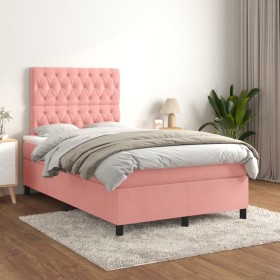 Cama box spring con colchón terciopelo rosa 120x200 cm de vidaXL, Camas y somieres - Ref: Foro24-3143198, Precio: 455,50 €, D...