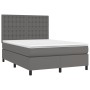 Box spring bed with gray synthetic leather mattress 140x200 cm by vidaXL, Beds and slatted bases - Ref: Foro24-3142849, Price...