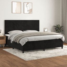 Box spring bed with black velvet mattress 200x200 cm by vidaXL, Beds and slatted bases - Ref: Foro24-3142925, Price: 659,10 €...