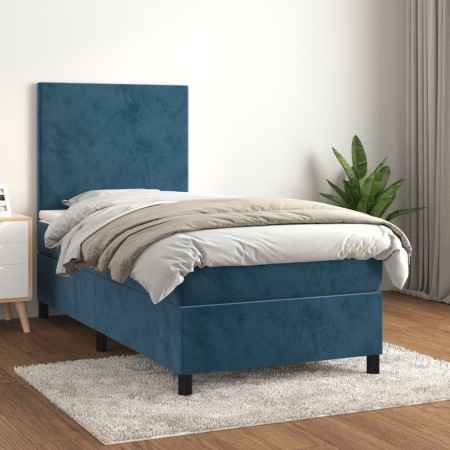 Box spring bed with dark blue velvet mattress 80x200 cm by vidaXL, Beds and slatted bases - Ref: Foro24-3142873, Price: 306,2...