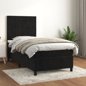 Box spring bed with black velvet mattress 90x200 cm by vidaXL, Beds and slatted bases - Ref: Foro24-3143003, Price: 328,99 €,...