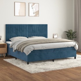 Box spring bed with dark blue velvet mattress 200x200 cm by vidaXL, Beds and slatted bases - Ref: Foro24-3143167, Price: 649,...