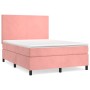 Box spring bed with pink velvet mattress 140x200 cm by vidaXL, Beds and slatted bases - Ref: Foro24-3142910, Price: 519,91 €,...