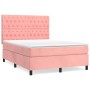 Box spring bed with pink velvet mattress 140x200 cm by vidaXL, Beds and slatted bases - Ref: Foro24-3143210, Price: 554,17 €,...