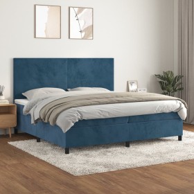 Cama box spring con colchón terciopelo azul oscuro 200x200 cm de vidaXL, Camas y somieres - Ref: Foro24-3142927, Precio: 693,...