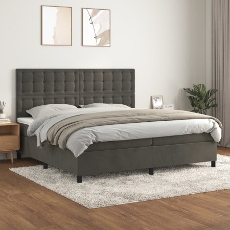 Box spring bed with dark gray velvet mattress 200x200 cm by vidaXL, Beds and slatted bases - Ref: Foro24-3143284, Price: 671,...