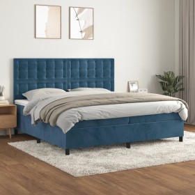 Cama box spring con colchón terciopelo azul oscuro 200x200 cm de vidaXL, Camas y somieres - Ref: Foro24-3143287, Precio: 644,...