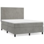 Box spring bed with light gray velvet mattress 140x190 cm by vidaXL, Beds and slatted bases - Ref: Foro24-3142899, Price: 577...