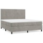 Box spring bed with light gray velvet mattress 160x200 cm by vidaXL, Beds and slatted bases - Ref: Foro24-3142911, Price: 577...