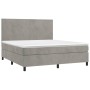 Box spring bed with light gray velvet mattress 160x200 cm by vidaXL, Beds and slatted bases - Ref: Foro24-3142911, Price: 577...