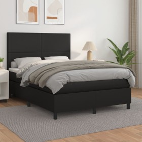 Box spring bed with black synthetic leather mattress 140x190 cm by vidaXL, Beds and slatted bases - Ref: Foro24-3142719, Pric...