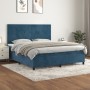 Box spring bed with dark blue velvet mattress 160x200 cm by vidaXL, Beds and slatted bases - Ref: Foro24-3142915, Price: 553,...