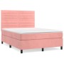 Box spring bed with pink velvet mattress 140x190 cm by vidaXL, Beds and slatted bases - Ref: Foro24-3143084, Price: 499,99 €,...