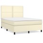 Box spring bed with cream synthetic leather mattress 140x200cm by vidaXL, Beds and slatted bases - Ref: Foro24-3142787, Price...