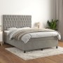 Box spring bed with light gray velvet mattress 140x190 cm by vidaXL, Beds and slatted bases - Ref: Foro24-3143199, Price: 641...