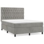 Box spring bed with light gray velvet mattress 140x190 cm by vidaXL, Beds and slatted bases - Ref: Foro24-3143199, Price: 641...