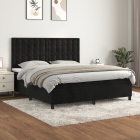 Box spring bed with black velvet mattress 180x200 cm by vidaXL, Beds and slatted bases - Ref: Foro24-3143279, Price: 650,19 €...