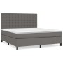 Box spring bed with gray synthetic leather mattress 180x200 cm by vidaXL, Beds and slatted bases - Ref: Foro24-3142861, Price...