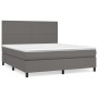 Box spring bed with gray synthetic leather mattress 180x200 cm by vidaXL, Beds and slatted bases - Ref: Foro24-3142741, Price...