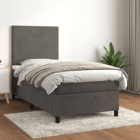 Box spring bed with dark gray velvet mattress 90x190 cm by vidaXL, Beds and slatted bases - Ref: Foro24-3142876, Price: 349,4...