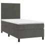 Cama box spring con colchón terciopelo gris oscuro 90x190 cm de vidaXL, Camas y somieres - Ref: Foro24-3142876, Precio: 335,3...