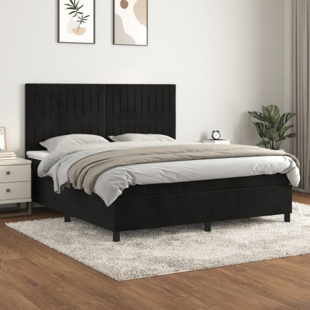 Box spring bed with black velvet mattress 160x200 cm by vidaXL, Beds and slatted bases - Ref: Foro24-3143153, Price: 542,53 €...