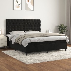 Box spring bed with black velvet mattress 160x200 cm by vidaXL, Beds and slatted bases - Ref: Foro24-3143213, Price: 586,44 €...