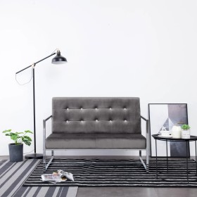 Sofá 2 plazas con reposabrazos cromado y terciopelo gris oscuro de vidaXL, Sofás - Ref: Foro24-282165, Precio: 197,56 €, Desc...