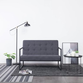 2-seater sofa with steel armrests and dark gray fabric by vidaXL, Sofas - Ref: Foro24-282162, Price: 176,06 €, Discount: %