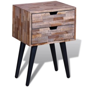 Mesita de noche con 2 cajones madera de teca reciclada de vidaXL, Mesitas de noche - Ref: Foro24-241711, Precio: 93,97 €, Des...