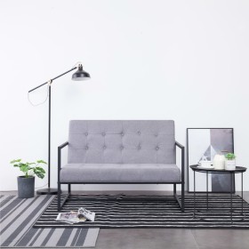 Two-seater sofa with steel armrests and light gray fabric by vidaXL, Sofas - Ref: Foro24-282161, Price: 245,27 €, Discount: %