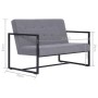 Two-seater sofa with steel armrests and light gray fabric by vidaXL, Sofas - Ref: Foro24-282161, Price: 245,99 €, Discount: %