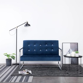 Zweisitzer-Sofa mit verchromten Armlehnen und blauem Samt von vidaXL, Sofas - Ref: Foro24-282166, Preis: 180,99 €, Rabatt: %