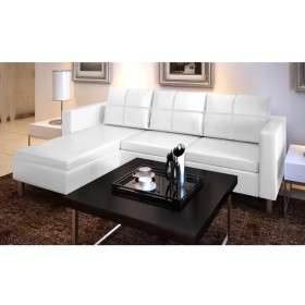 3 seater sectional sofa white artificial leather by vidaXL, Sofas - Ref: Foro24-241980, Price: 416,01 €, Discount: %