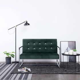 2-Sitzer-Sofa mit verchromten Armlehnen aus dunkelgrünem Samt von vidaXL, Sofas - Ref: Foro24-282164, Preis: 181,32 €, Rabatt: %