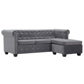 Chesterfield L-shaped sofa upholstered in gray velvet 199x142x72 cm by vidaXL, Sofas - Ref: Foro24-247145, Price: 638,35 €, D...