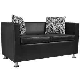 2 seater black artificial leather sofa by vidaXL, Sofas - Ref: Foro24-242209, Price: 261,86 €, Discount: %