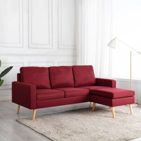 3-seater sofa with footstool in red wine red fabric by vidaXL, Sofas - Ref: Foro24-288730, Price: 386,22 €, Discount: %