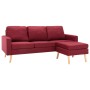 3-seater sofa with footstool in red wine red fabric by vidaXL, Sofas - Ref: Foro24-288730, Price: 386,22 €, Discount: %